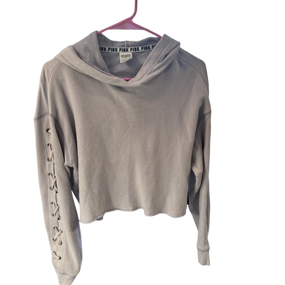 PINK Victoria's Secret Gray Cropped Hoodie Sweatshirt XS